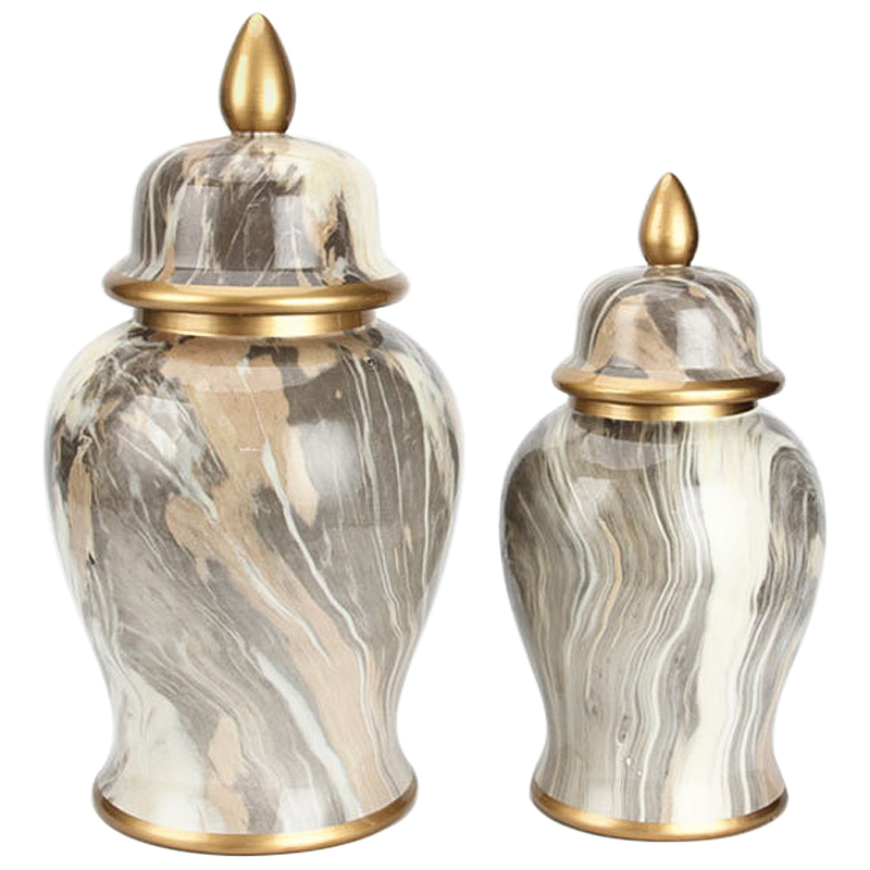 Ваза с крышкой Grey Colored Rainbow Vase Серо-бежевый Золотой Ваза с крышкой Grey Colored Rainbow Vase Серо-бежевый Золотой в Челябинске | Loft Concept