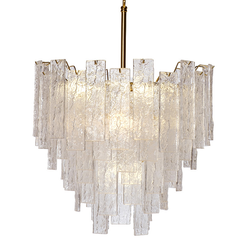 Люстра Dorit Textured Glass Rectangular Chandelier Золотой Люстра Dorit Textured Glass Rectangular Chandelier Золотой в Челябинске | Loft Concept