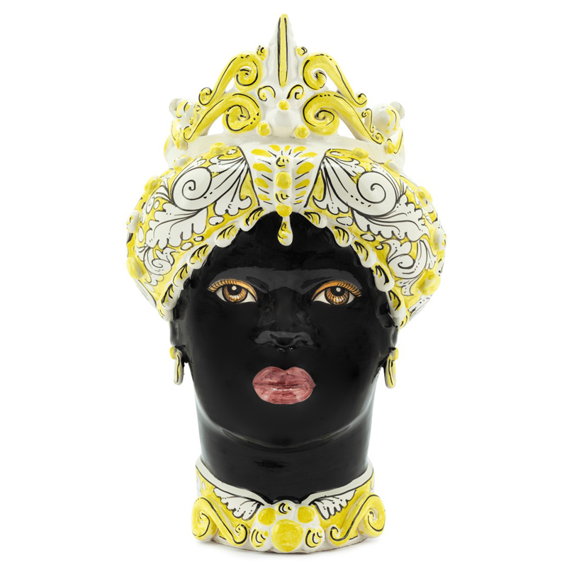 Ваза VASE MORO LADY MEDIUM yellow Черный Белый Желтый Ваза VASE MORO LADY MEDIUM yellow Черный Белый Желтый в Челябинске | Loft Concept