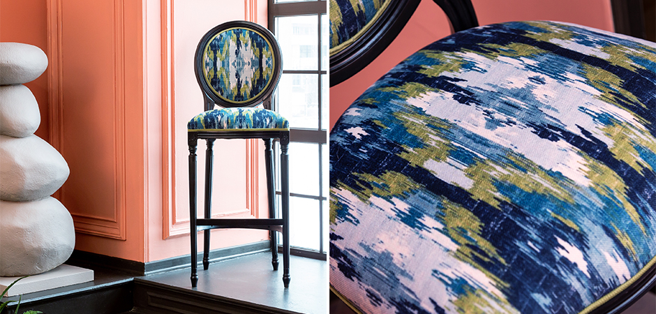 Барный стул с сине-зеленым узором Ikat Pattern Барный стул с сине-зеленым узором Ikat Pattern - Loft-Concept в Челябинске