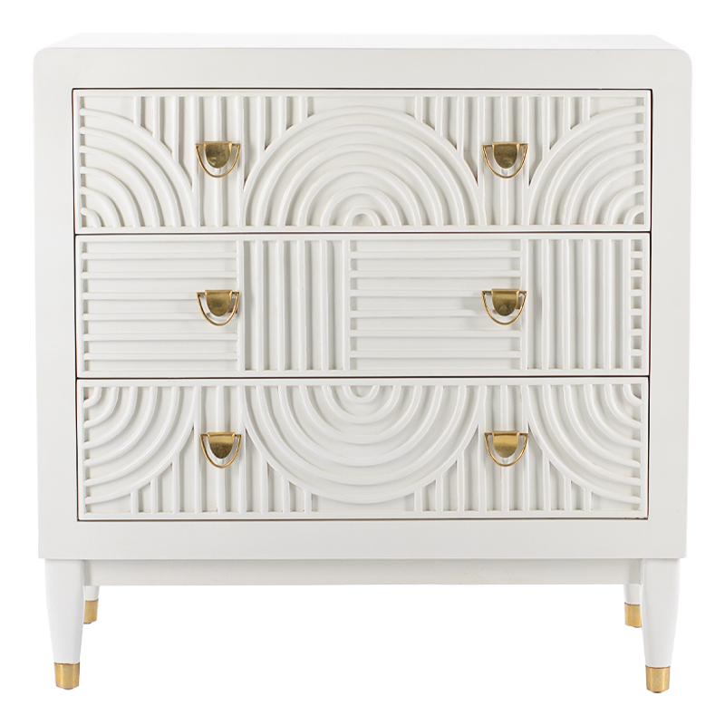 Комод с 3-мя ящиками Seymour Chest Of Drawers white Белый Белый Латунь Комод с 3-мя ящиками Seymour Chest Of Drawers white Белый Белый Латунь в Челябинске | Loft Concept