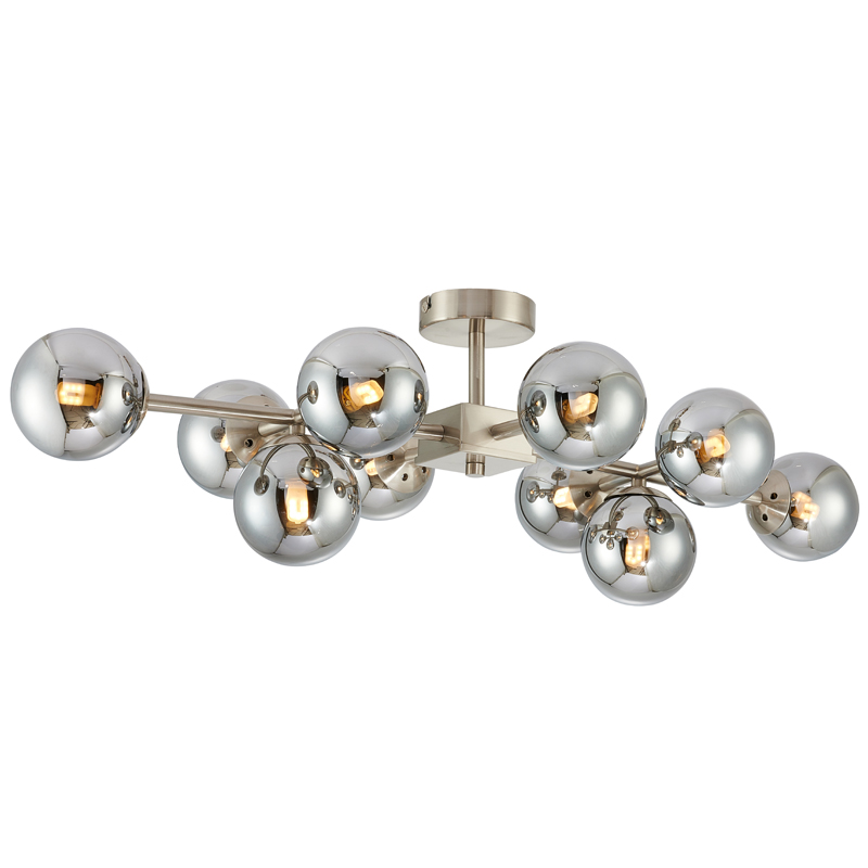 Люстра Berries Chandelier smok 10 Стекло Смок Никель Люстра Berries Chandelier smok 10 Стекло Смок Никель в Челябинске | Loft Concept