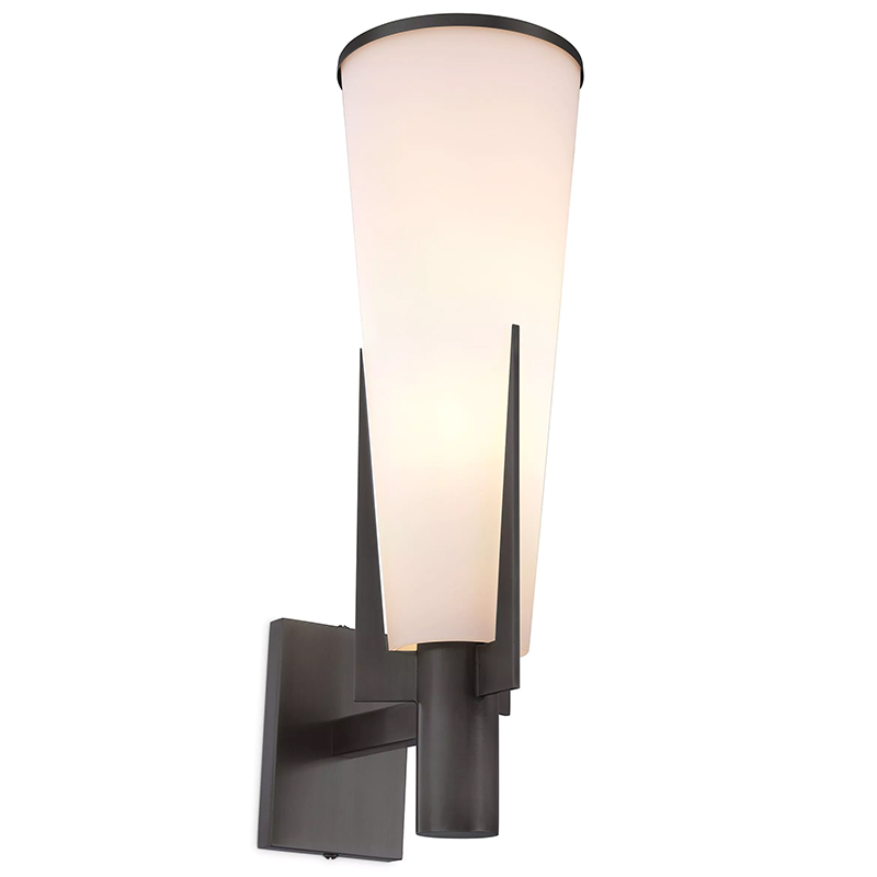 Бра Eichholtz Wall Lamp Dino Bronze Белое матовое стекло Черный Темная бронза Бра Eichholtz Wall Lamp Dino Bronze Белое матовое стекло Черный Темная бронза в Челябинске | Loft Concept