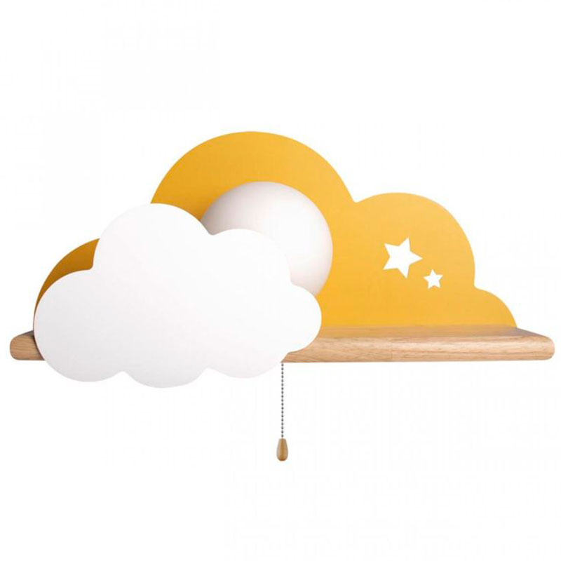 Бра с полкой желтое Облако Wall Lamp Yellow Cloud Желтый Древесина Бра с полкой желтое Облако Wall Lamp Yellow Cloud Желтый Древесина в Челябинске | Loft Concept