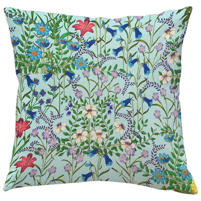 Декоративная подушка Стиль Gucci Wildflowers Blue Светло-голубой Мульти Декоративная подушка Стиль Gucci Wildflowers Blue Светло-голубой Мульти в Челябинске | Loft Concept