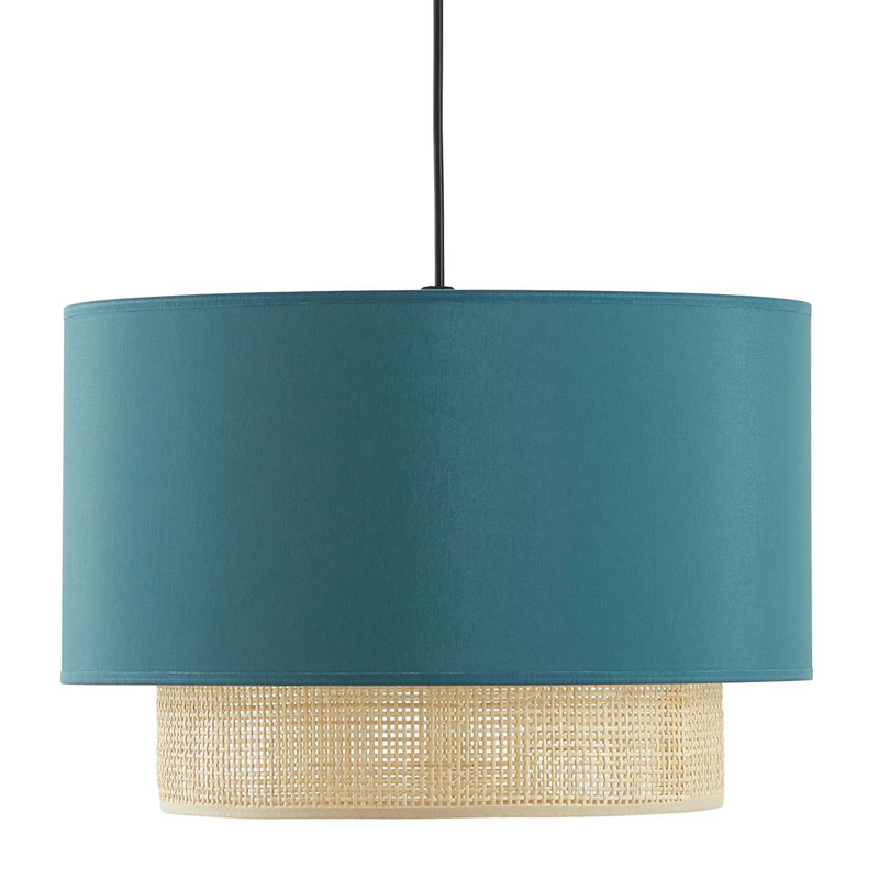 Подвесной светильник Ottar Wicker Turquoise lampshade Бежевый Бирюзовый в Челябинске | Loft Concept 