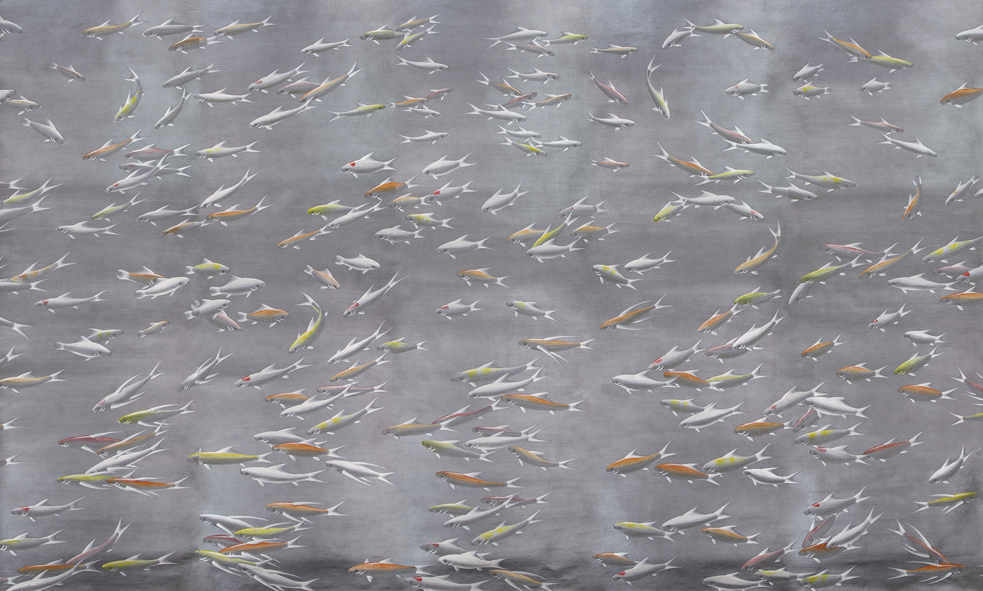 Обои ручная роспись Fishes Koi on Flash metallic Xuan paper Обои ручная роспись Fishes Koi on Flash metallic Xuan paper - постер Loft-Concept в Челябинске