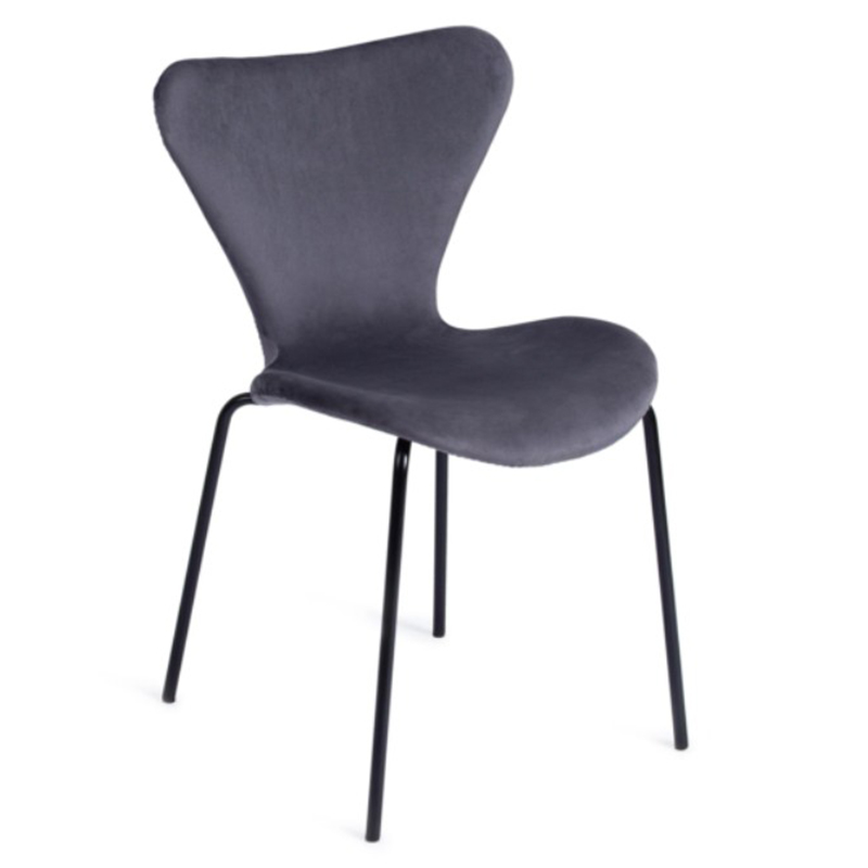 Стул Julissa Grey-Blue Chair флок Серо-голубой Черный Стул Julissa Grey-Blue Chair флок Серо-голубой Черный в Челябинске | Loft Concept