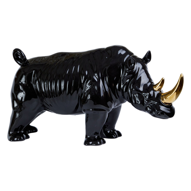 Статуэтка черный носорог с золотыми рогами Golden Horned Black Rhino Черный Золотой Статуэтка черный носорог с золотыми рогами Golden Horned Black Rhino Черный Золотой в Челябинске | Loft Concept