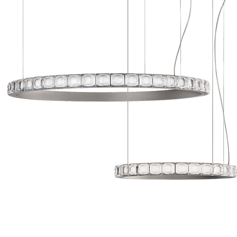Люстра Ring horizontal silver chandelier Прозрачный Серебряный Люстра Ring horizontal silver chandelier Прозрачный Серебряный в Челябинске | Loft Concept