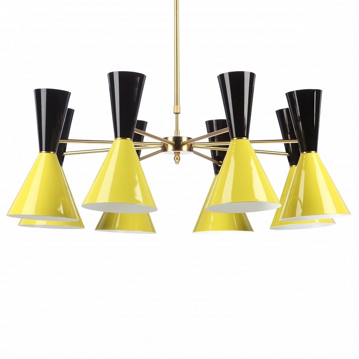 Люстра CAIRO Chandelier 8 Armblack black and yellow Черный Желтый Латунь Люстра CAIRO Chandelier 8 Armblack black and yellow Черный Желтый Латунь в Челябинске | Loft Concept