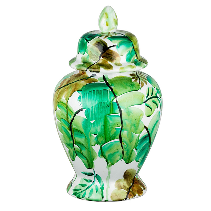 Ваза Vase Green Leaves 43 Зеленый Белый Ваза Vase Green Leaves 43 Зеленый Белый в Челябинске | Loft Concept