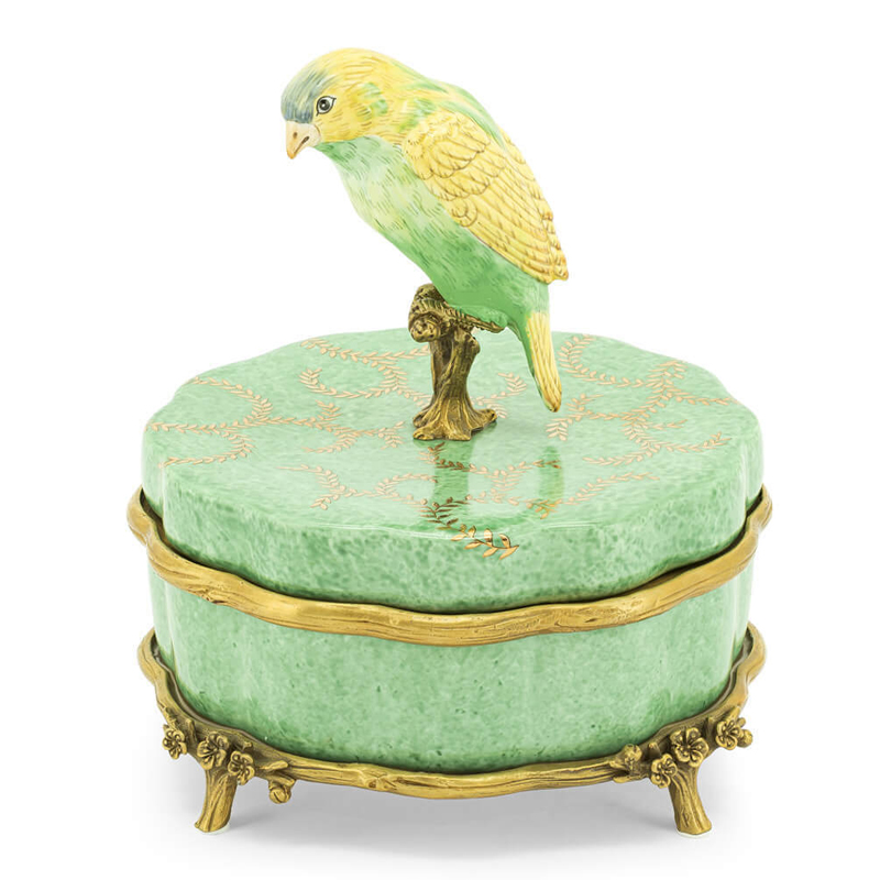 Шкатулка BOX ATLANTA BIRD SM Зеленый шалфей Бронза Шкатулка BOX ATLANTA BIRD SM Зеленый шалфей Бронза в Челябинске | Loft Concept
