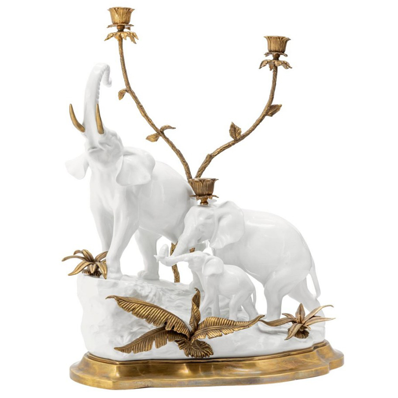 Подсвечник Abhika Candleholder Atlanta Elephants Белый Золотой Подсвечник Abhika Candleholder Atlanta Elephants Белый Золотой в Челябинске | Loft Concept