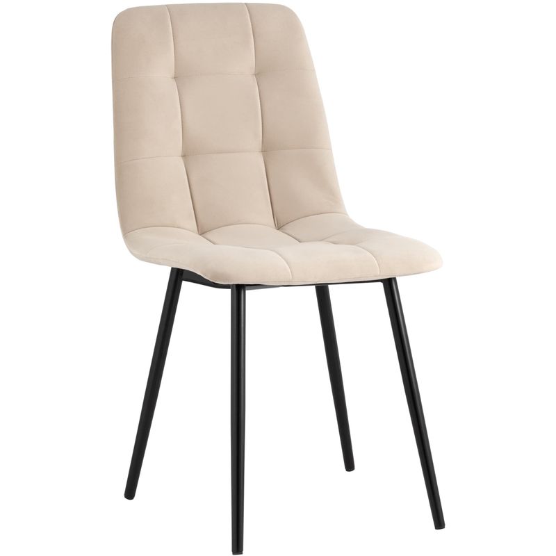 Стул NANCY S-2 Chair Бежевый Велюр Бежевый Черный Стул NANCY S-2 Chair Бежевый Велюр Бежевый Черный в Челябинске | Loft Concept