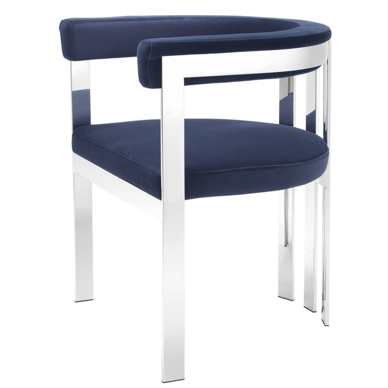 Стул Eichholtz Dining Chair Clubhouse blue Сапфирово-синий Нержавеющая сталь Стул Eichholtz Dining Chair Clubhouse blue Сапфирово-синий Нержавеющая сталь в Челябинске | Loft Concept