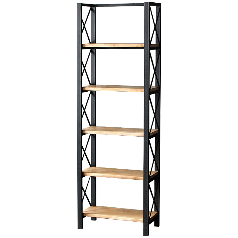 Стеллаж Forster Industrial Metal Rust Rack Черный Светлый дуб Стеллаж Forster Industrial Metal Rust Rack Черный Светлый дуб в Челябинске | Loft Concept