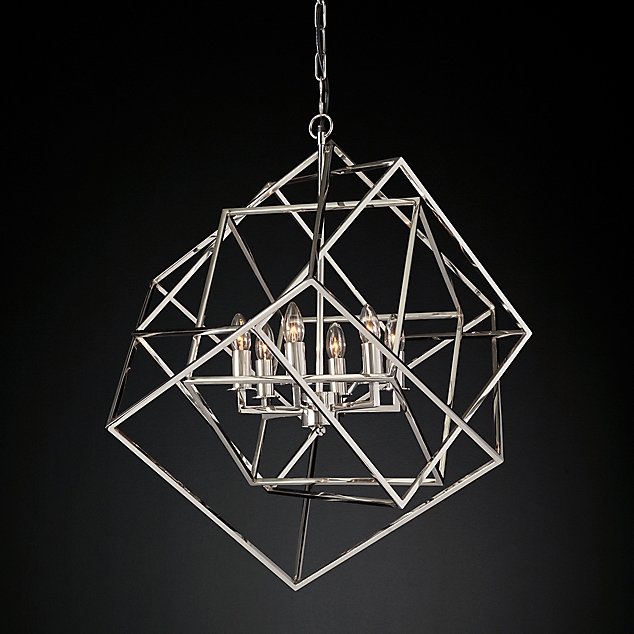 Люстра Restoration Hardware Caged Cubist Pendant Серебряный в Челябинске | Loft Concept 