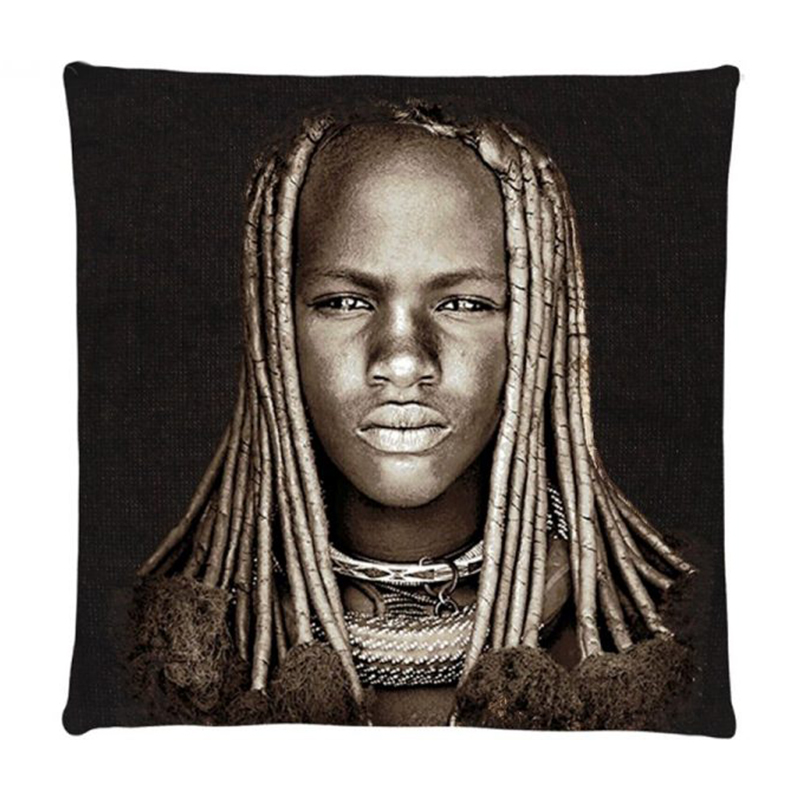 Декоративная Подушка Himba Girl Namibia Черный Серый Декоративная Подушка Himba Girl Namibia Черный Серый в Челябинске | Loft Concept