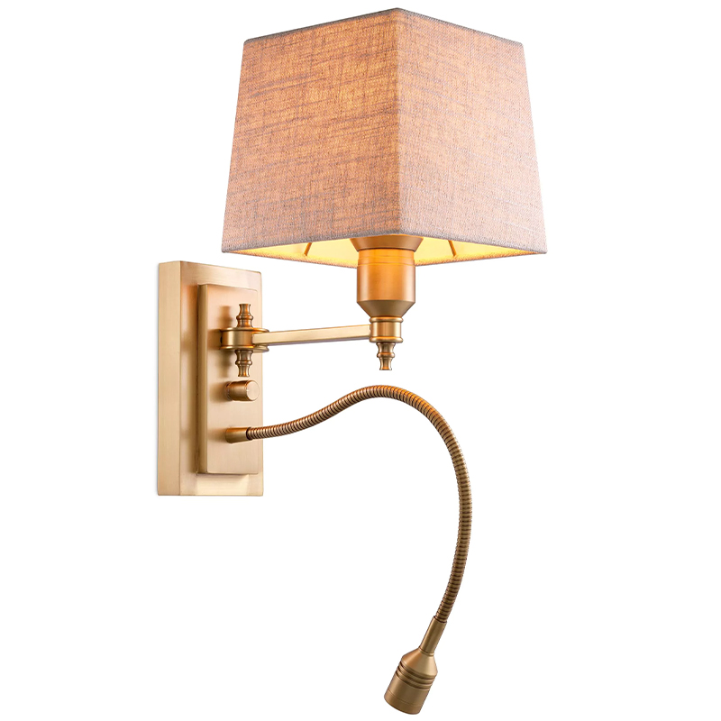 Бра Eichholtz Wall Lamp Ellington Brass Бежево-серый Латунь Бра Eichholtz Wall Lamp Ellington Brass Бежево-серый Латунь в Челябинске | Loft Concept