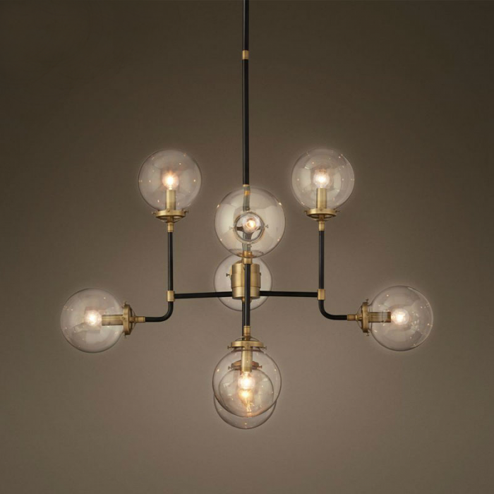 Люстра Bistro Globe Clear Glass Chandelier 8 Черный Люстра Bistro Globe Clear Glass Chandelier 8 Черный в Челябинске | Loft Concept