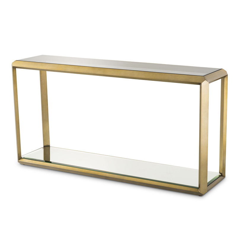 Консоль Eichholtz CONSOLE TABLE CALLUM Латунь Стекло Смок Консоль Eichholtz CONSOLE TABLE CALLUM Латунь Стекло Смок в Челябинске | Loft Concept