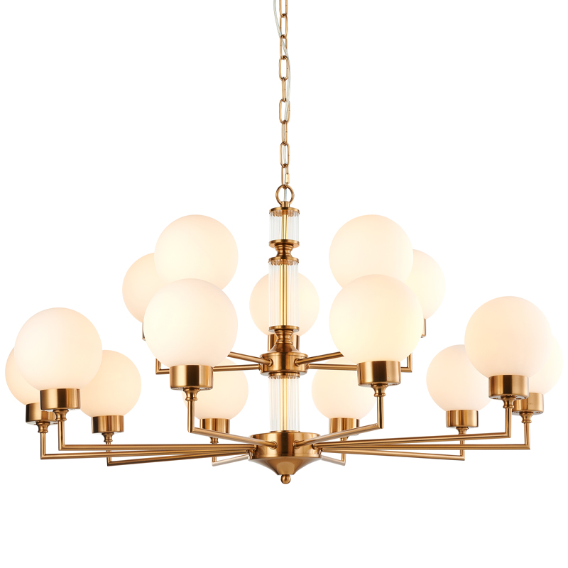 Люстра Zibille Chandelier Brass 93 Латунь Белое матовое стекло Прозрачный Люстра Zibille Chandelier Brass 93 Латунь Белое матовое стекло Прозрачный в Челябинске | Loft Concept