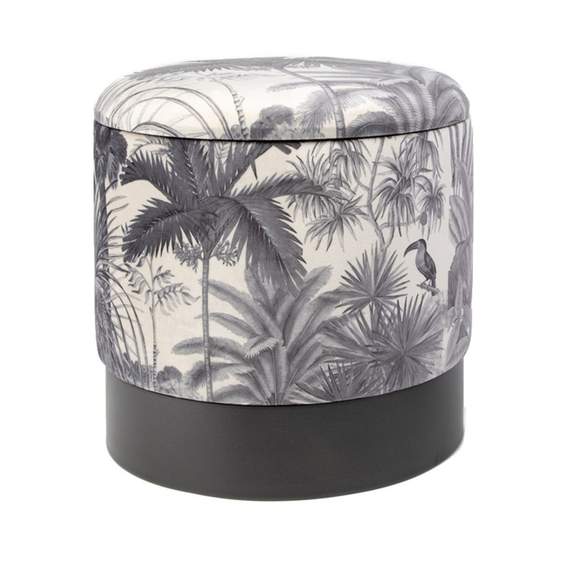 Пуф PUF Jungle Print plants&toucan small Мульти Черный в Челябинске | Loft Concept 