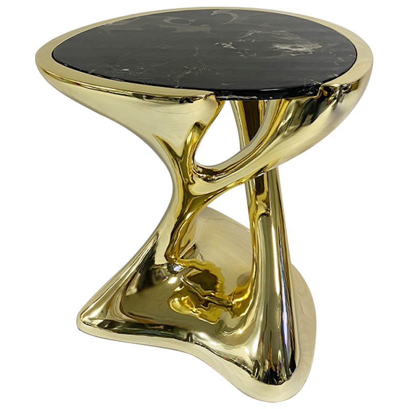 Приставной стол Molten Gold Side Table Глянцевое золото Черный Мрамор Nero Приставной стол Molten Gold Side Table Глянцевое золото Черный Мрамор Nero в Челябинске | Loft Concept