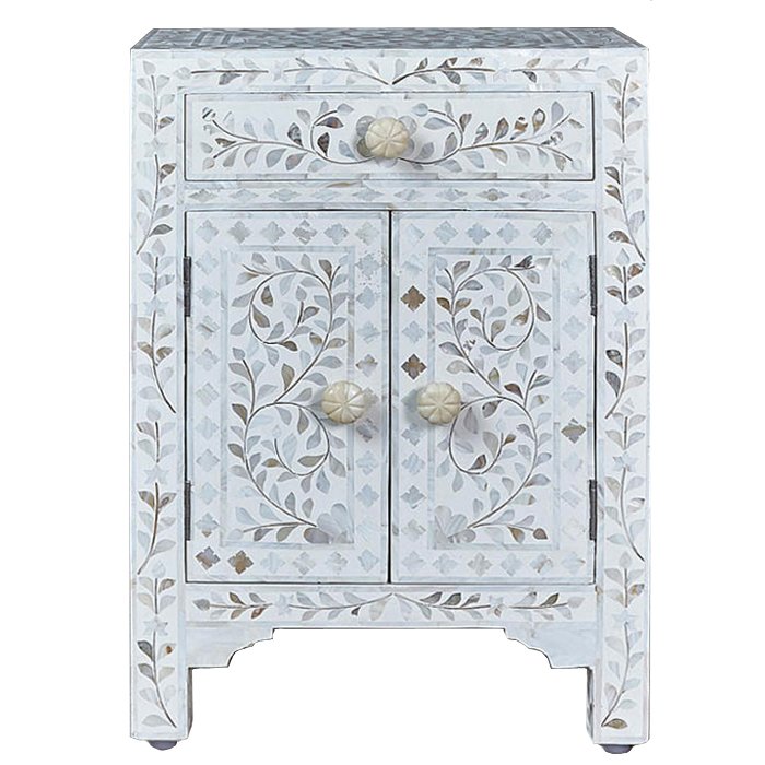 Тумба инкрустация перламутром Inlaid Bone Soft pearl Белый Голубой пастельный Тумба инкрустация перламутром Inlaid Bone Soft pearl Белый Голубой пастельный в Челябинске | Loft Concept