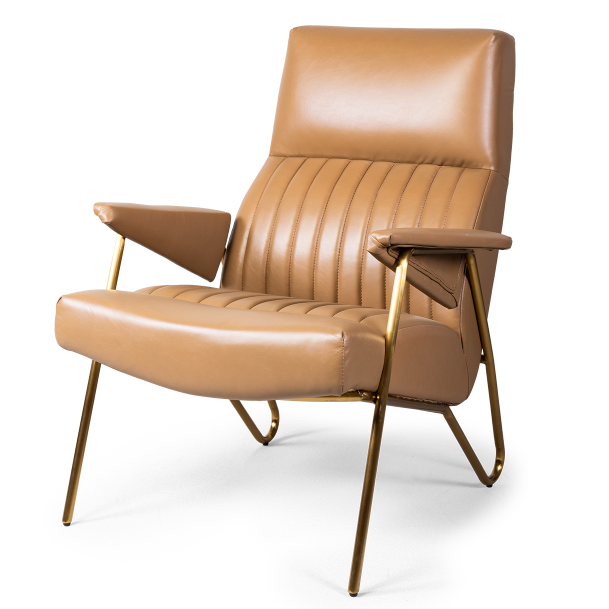 Кресло Solonar light brown leather Коричневый Глянцевое золото Кресло Solonar light brown leather Коричневый Глянцевое золото в Челябинске | Loft Concept