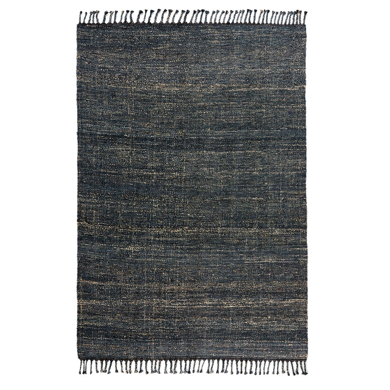 Ковер с бахромой Carpet blue 100% джут Бежевый Темно-синий Ковер с бахромой Carpet blue 100% джут Бежевый Темно-синий в Челябинске | Loft Concept