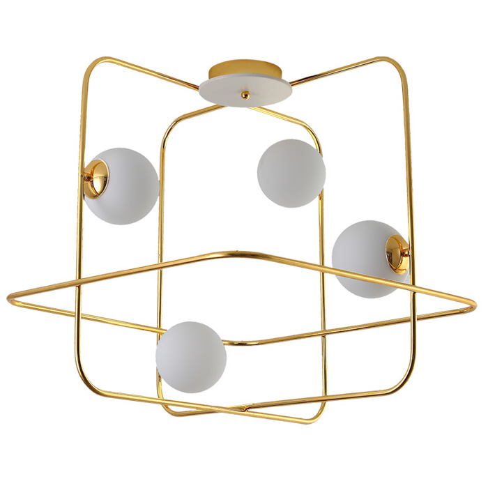 Люстра Broken Squares Balls Brass Белый Латунь Люстра Broken Squares Balls Brass Белый Латунь в Челябинске | Loft Concept