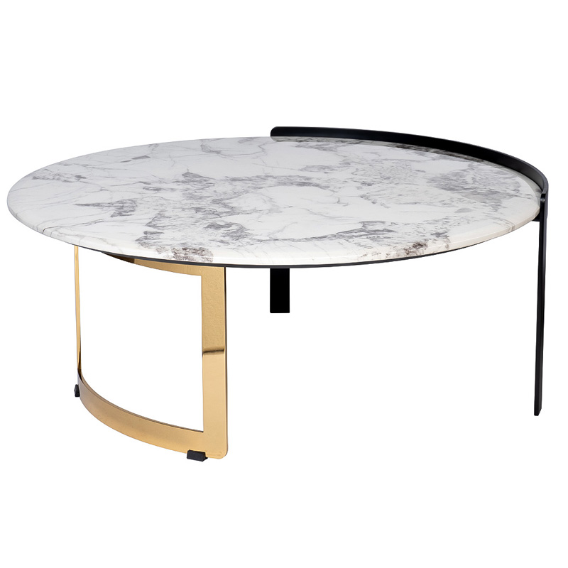Кофейный стол Rodgeir Coffee Table Черный Глянцевое золото Белый Мрамор Bianco Кофейный стол Rodgeir Coffee Table Черный Глянцевое золото Белый Мрамор Bianco в Челябинске | Loft Concept