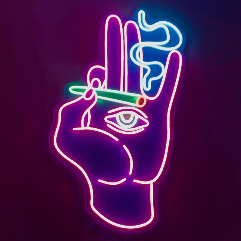 Неоновая настенная лампа Smoking Hand Neon Wall Lamp Розовый Мульти Неоновая настенная лампа Smoking Hand Neon Wall Lamp Розовый Мульти в Челябинске | Loft Concept