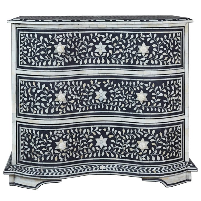 Комод Inlaid Bone Stars And Waves Белый Черный Комод Inlaid Bone Stars And Waves Белый Черный в Челябинске | Loft Concept