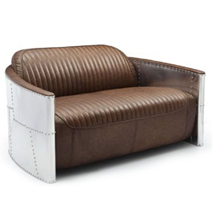 Диван Aviator Sofa 2 seat Белый Черный Коричневый Диван Aviator Sofa 2 seat Белый Черный Коричневый в Челябинске | Loft Concept