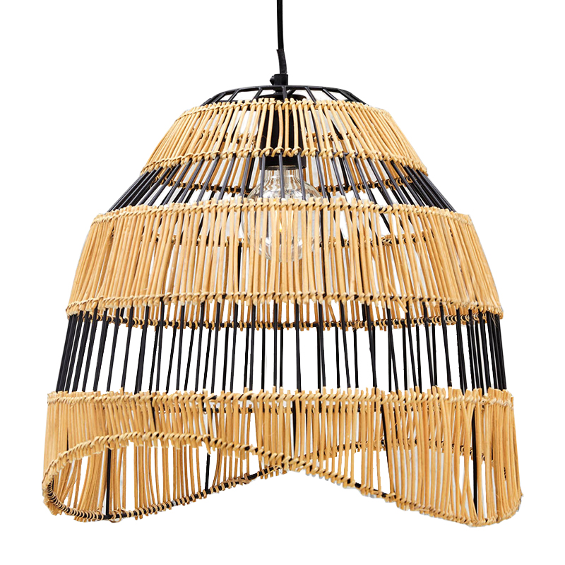 Люстра с плетеным абажуром Narayan Wicker Chandelier Древесина Черный Люстра с плетеным абажуром Narayan Wicker Chandelier Древесина Черный в Челябинске | Loft Concept