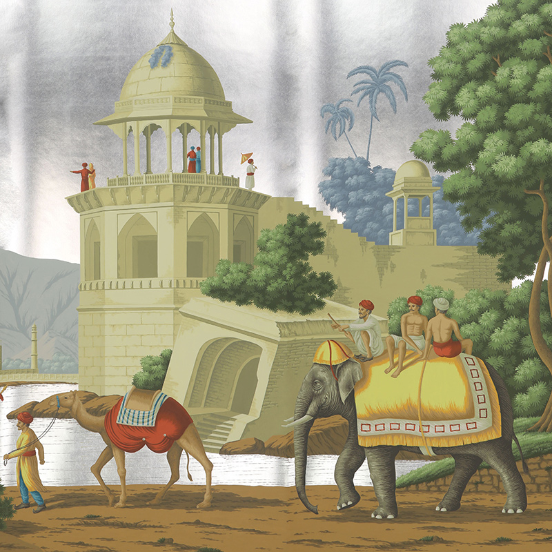 Обои ручная роспись Early Views of India Eden on Tarnished Silver gilded paper Обои ручная роспись Early Views of India Eden on Tarnished Silver gilded paper в Челябинске | Loft Concept