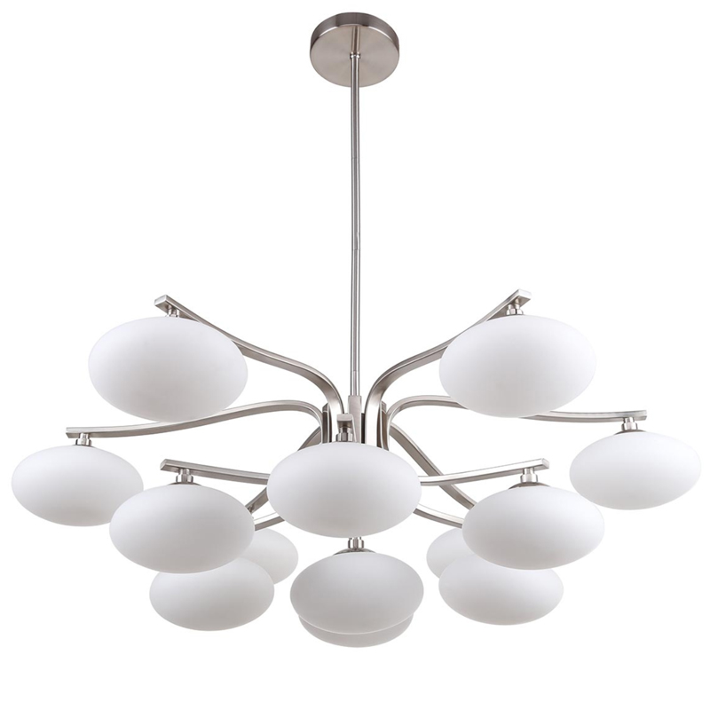 Oval Balls Mushrooms Chandelier 13 Silver Серебряный Прозрачный белый Oval Balls Mushrooms Chandelier 13 Silver Серебряный Прозрачный белый в Челябинске | Loft Concept
