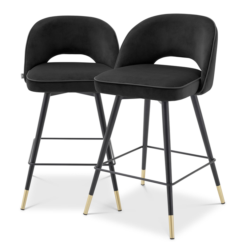 Комплект полубарных стульев Eichholtz Counter Stool Cliff set of 2 black Черный Латунь Комплект полубарных стульев Eichholtz Counter Stool Cliff set of 2 black Черный Латунь в Челябинске | Loft Concept