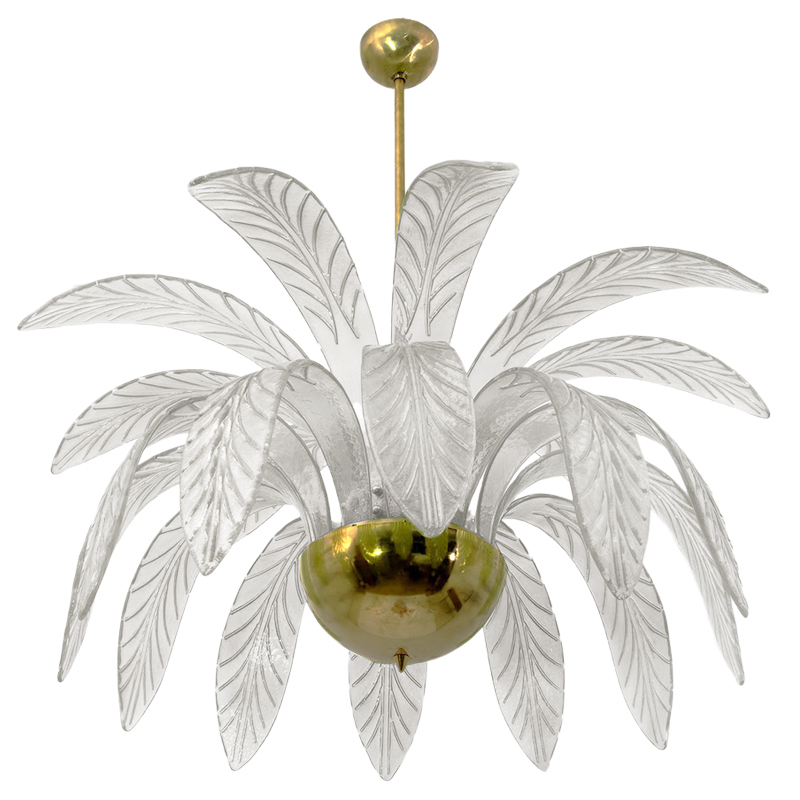 Люстра Modern Chandelier Palm White Стеклянные Листья Пальмы  Золотой Белое матовое стекло в Челябинске | Loft Concept 
