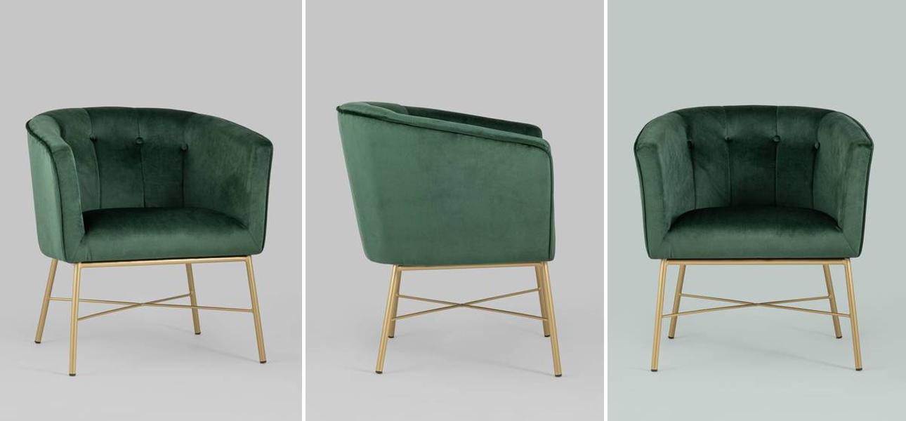 Кресло Mabel велюр цвет изумрудный - фото