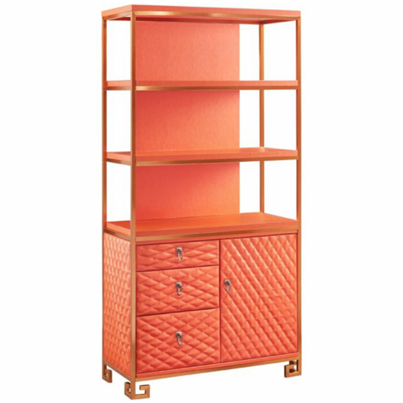 Стеллаж Bookcase Leather Capitone Золотой Оранжевый Стеллаж Bookcase Leather Capitone Золотой Оранжевый в Челябинске | Loft Concept