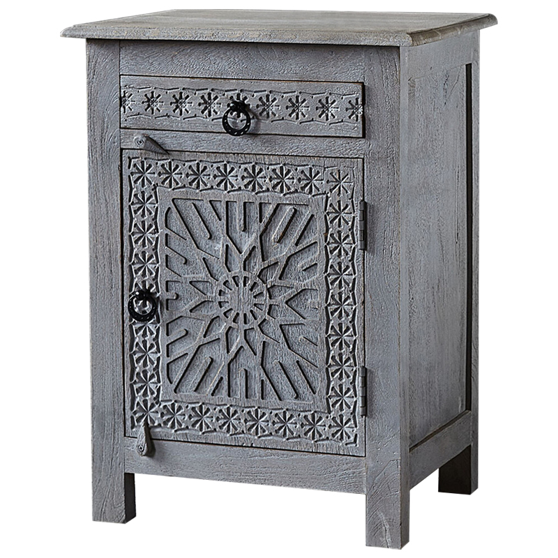 Тумба Indian Antique Furniture Akshi Nightstand Серый Коричневый Тумба Indian Antique Furniture Akshi Nightstand Серый Коричневый в Челябинске | Loft Concept