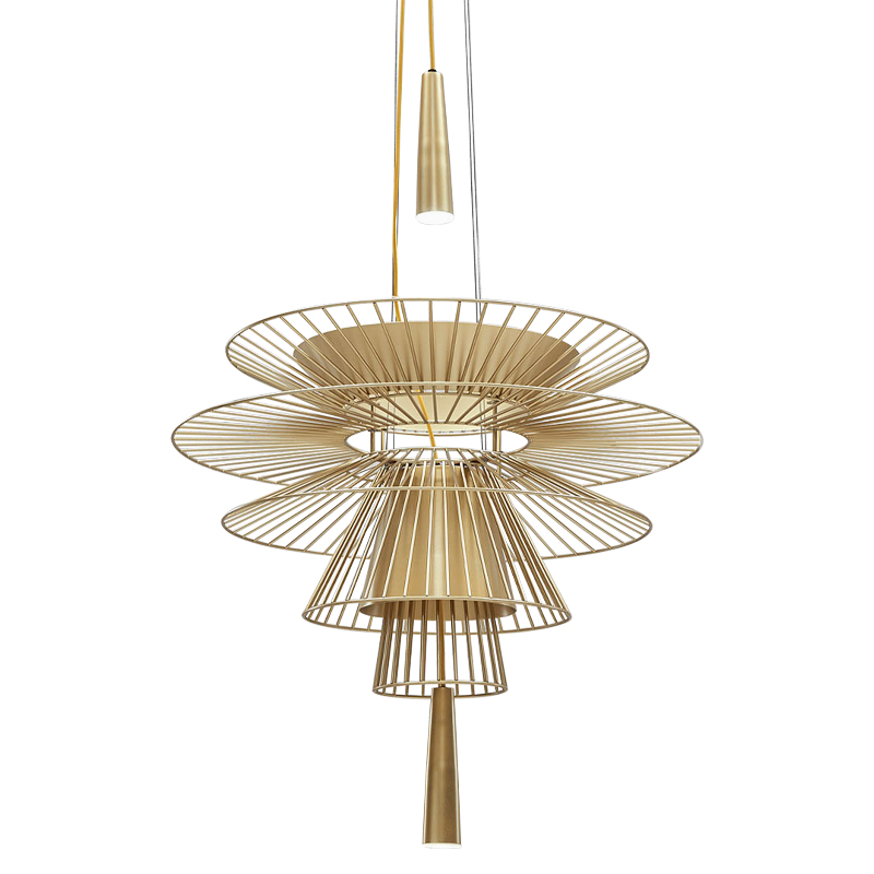 Люстра с металлическим плафоном Shade Metal Chandelier Золотой Люстра с металлическим плафоном Shade Metal Chandelier Золотой в Челябинске | Loft Concept