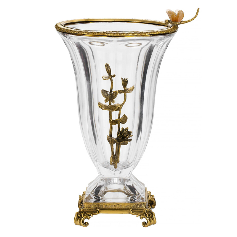 Ваза из прозрачного стекла с бронзовой вставкой в виде цветущей ветви Eden Garden porcelain and bronze Прозрачное Стекло Бронза Ваза из прозрачного стекла с бронзовой вставкой в виде цветущей ветви Eden Garden porcelain and bronze Прозрачное Стекло Бронза в Челябинске | Loft Concept