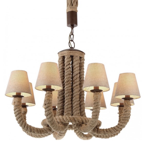 Люстра Rattan Chandelier 8 Loft Rope Light Люстра Rattan Chandelier 8 Loft Rope Light в Челябинске | Loft Concept