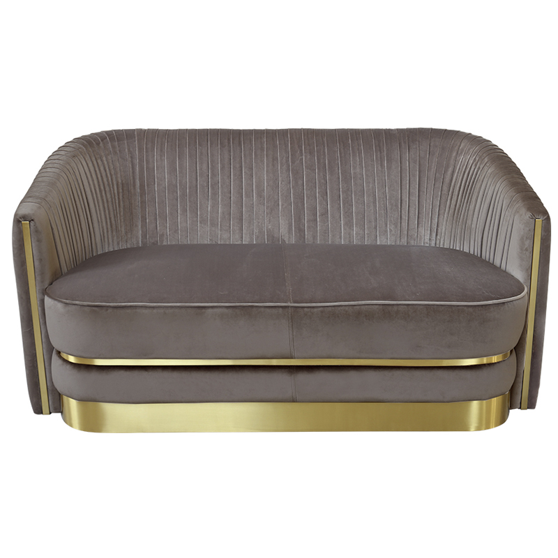 Диван двухместный велюр Bolger sofa Серый Золотой Диван двухместный велюр Bolger sofa Серый Золотой в Челябинске | Loft Concept