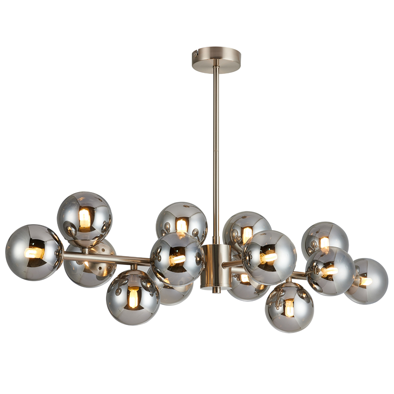 Люстра Berries Chandelier smok 14 Никель Стекло Смок Люстра Berries Chandelier smok 14 Никель Стекло Смок в Челябинске | Loft Concept